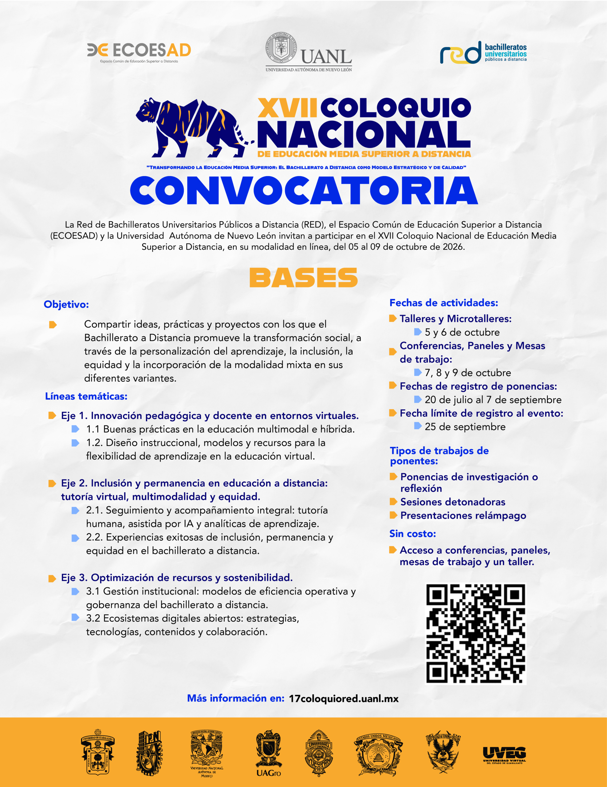Convocatoria del XVII Coloquio Nacional de Educación Media Superior a Distancia